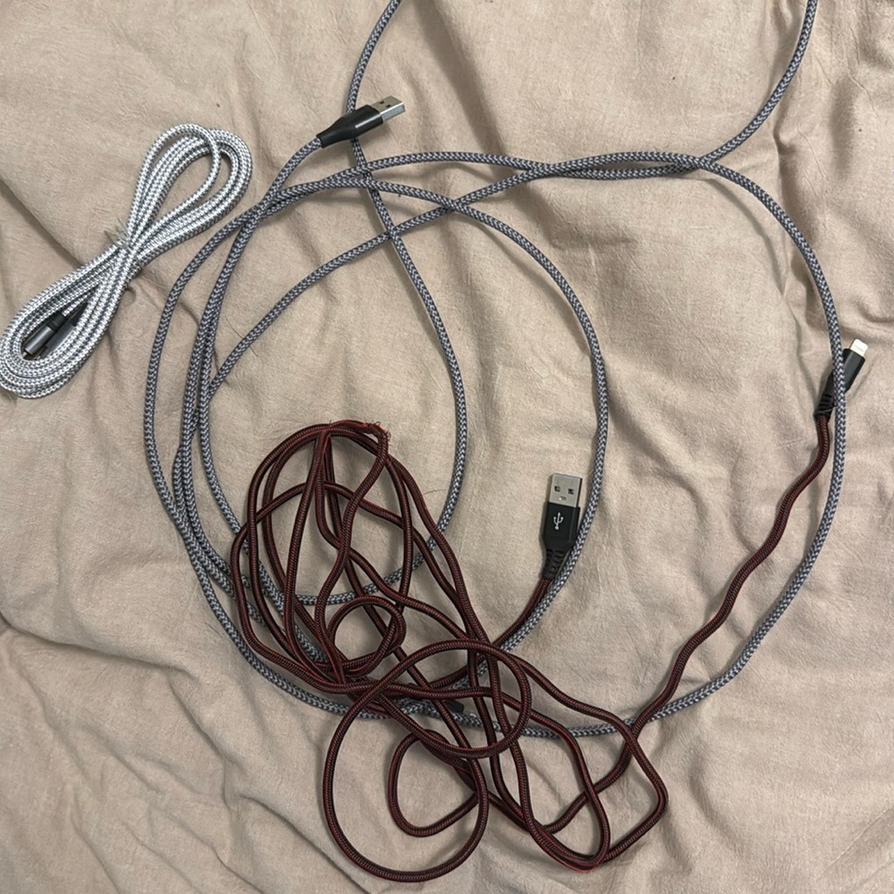 3- 12ft phone chargers.